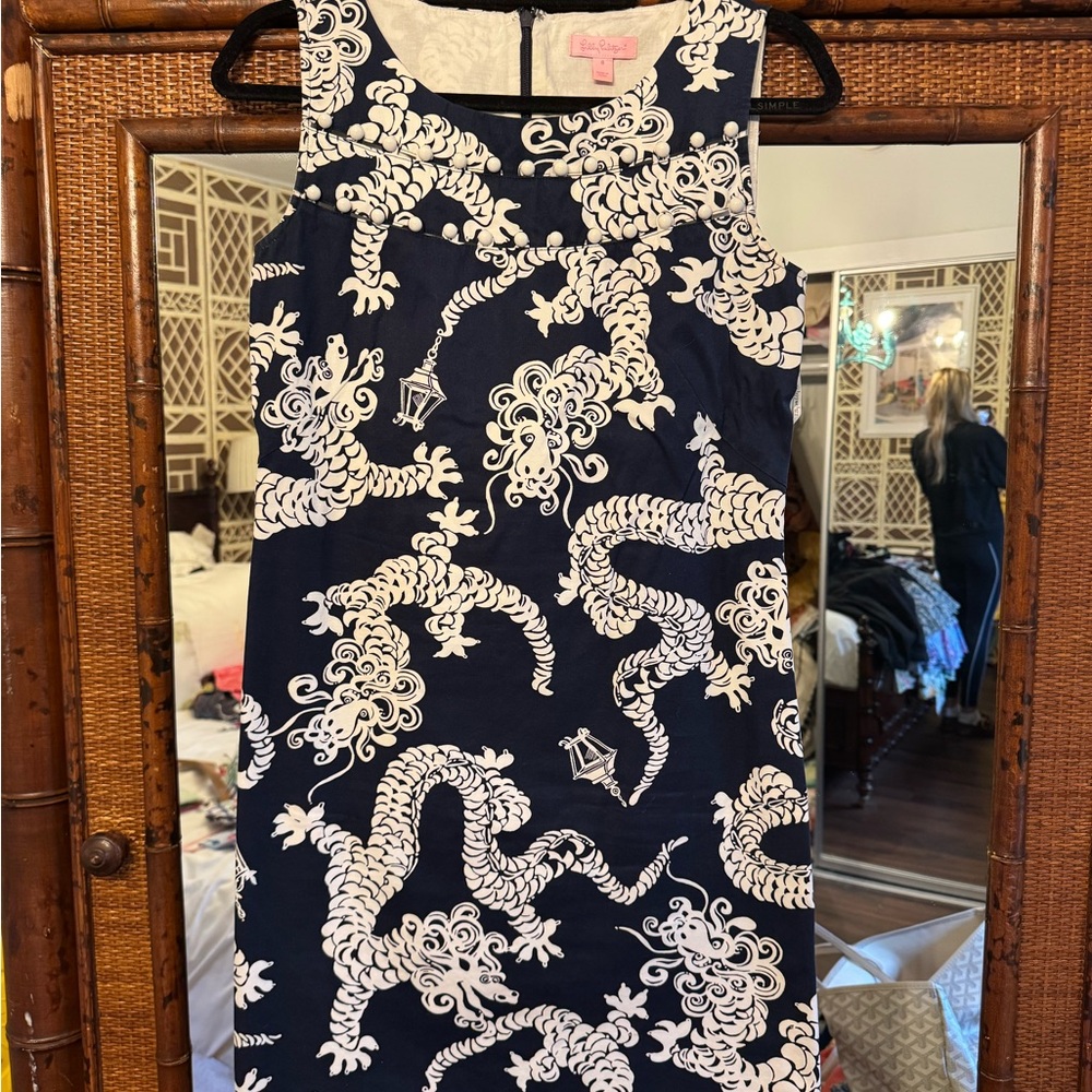 Lilly Pulitzer Navy and White Patterned Dress